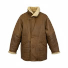 VINTAGE WOMEN'S BROWN LEATHER MOUTON COAT L/XL
