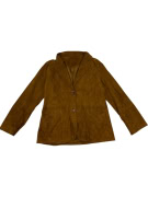 VINTAGE WOMEN'S SUEDE BLAZER WITH STITCH DETAILS IN TAN COLOR M/L