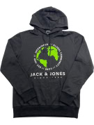 VINTAGE JACK & JONES CORE HOODIE ΜΕ GLOBAL COMMUNITY PRINT ΜΑΥΡΟ ΑΝΔΡΙΚΟ L
