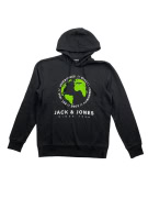 VINTAGE JACK & JONES ΦΟΥΤΕΡ ΜΕ ΚΟΥΚΟΥΛΑ (HOODIE) GRAPHIC GLOBE ΜΑΥΡΟ ΑΝΔΡΙΚΟ M