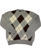 MAGLIONE LAVORATO A MAGLIA VINTAGE LOTTO CON ROMBI GRIGIO DA UOMO S
