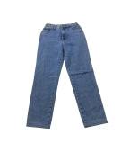 VINTAGE MOSCHINO JEANS ΨΗΛΟΜΕΣΟ ΤΖΙΝ ΠΑΝΤΕΛΟΝΙ ΜΕ PEACE LOGO ΜΠΛΕ ΓΥΝΑΙΚΕΙΟ XS