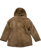 VINTAGE MUFLONE WOMEN'S LEATHER SHEARLING HOODED COAT M/L