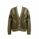 VINTAGE KNIT CARDIGAN WITH SUEDE DETAILS OLIVE / BROWN MEN'S L