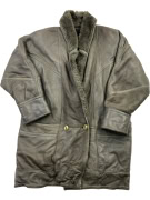 Vintage Shearling Δερμάτινο Παλτό Καφέ/Λαδί (XL-XXL)