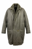 Vintage Shearling Δερμάτινο Παλτό Καφέ/Λαδί (XL-XXL)
