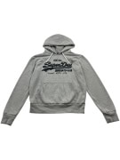 VINTAGE SUPERDRY HOODIE LOGO PRINT GREY WOMEN M