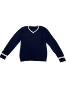 VINTAGE SUPERGA CENTURY ΠΛΕΚΤΗ ΜΠΛΟΥΖΑ V-NECK ΜΕ ΡΙΓΕΣ ΜΠΛΕ ΑΝΔΡΙΚΗ XL