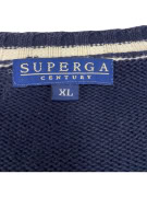 VINTAGE SUPERGA CENTURY ΠΛΕΚΤΗ ΜΠΛΟΥΖΑ V-NECK ΜΕ ΡΙΓΕΣ ΜΠΛΕ ΑΝΔΡΙΚΗ XL