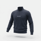 VINTAGE TOM TAILOR DENIM HALF-ZIP SWEATSHIRT LOGO DARK BLUE MEN'S M