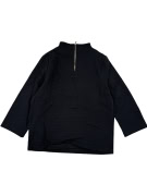 VINTAGE Tommy Hilfiger Μπλούζα Μαύρη με Φερμουάρ, Ψηλό Γιακά και 3/4 Μανίκι - XS