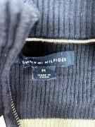 VINTAGE TOMMY HILFIGER STRIPED HALF-ZIP KNIT SWEATER M
