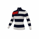 VINTAGE TOMMY HILFIGER STRIPED HALF-ZIP KNIT SWEATER M