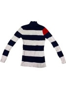VINTAGE TOMMY HILFIGER STRIPED HALF-ZIP KNIT SWEATER M