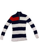 VINTAGE TOMMY HILFIGER STRIPED HALF-ZIP KNIT SWEATER M