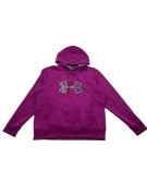 VINTAGE UNDER ARMOUR FELPA CON CAPPUCCIO E GRANDE LOGO VIOLA DA DONNA XL