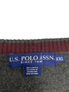 VINTAGE U.S. POLO ASSN. ΠΛΕΚΤΗ ΜΠΛΟΥΖΑ ΜΕ V ΛΑΙΜΟΚΟΨΗ ΤΡΙΧΡΩΜΗ ΜΠΟΡΝΤΟ ΑΝΔΡΙΚΗ XXL