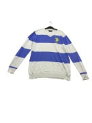 VINTAGE U.S. POLO ASSN. ΠΛΕΚΤΟ ΠΟΥΛΟΒΕΡ ΡΙΓΕ ΛΕΥΚΟ ΜΠΛΕ ΑΝΔΡΙΚΟ L