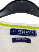 VINTAGE U.S. POLO ASSN. ΠΛΕΚΤΟ ΠΟΥΛΟΒΕΡ ΡΙΓΕ ΛΕΥΚΟ ΜΠΛΕ ΑΝΔΡΙΚΟ L