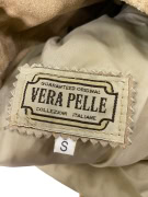 VINTAGE VERA PELLE WOMEN'S SUEDE JACKET IN BEIGE-TAN COLOR S