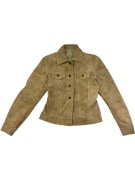 VINTAGE VERA PELLE WOMEN'S SUEDE JACKET IN BEIGE-TAN COLOR S
