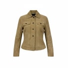 VINTAGE VERA PELLE WOMEN'S SUEDE JACKET IN BEIGE-TAN COLOR S