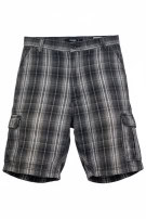 WRANGLER CARGO SHORTS UTILITY PLAID CHARCOAL MENS PRE OWNED XL
