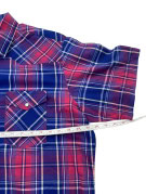 WRANGLER SHORT SLEEVE WESTERN SHIRT PLAID NAVY RED MENS PRE OWNED XL
