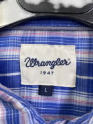 WRANGLER ΠΟΥΚΑΜΙΣΟ ΚΟΝΤΟΜΑΝΙΚΟ CASUAL ΚΑΡΩ ΜΠΛΕ/ΛΕΥΚΟ ΑΝΔΡΙΚΟ L