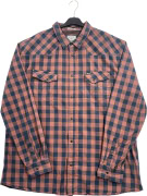 WRANGLER SHIRT VINTAGE STYLE LOGO CHECKERED BROWN/BLUE MEN'S XXXL