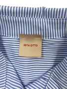 ZETA OTTO Camicia vintage a righe con pizzo blu-bianco da donna L